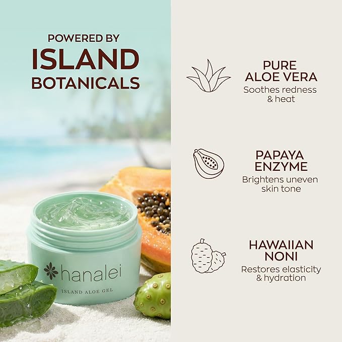 Hanalei Aloe Gel – Soothing After-Sun Care & Daily Moisturizer – Hydrating, Cooling Aloe Vera Gel for Face & Body – Cruelty-Free, Paraben-Free Skincare – Natural Moisturizer – Full Size - 100g