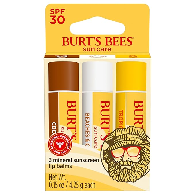 Burt's Bees Easter Basket Stuffers, Lip Balm Party Pack - Birthday Cake, Waffle Cone, Strawberry Shortcake, Cookies & Cream, All Day Moisturizer, Natural Origin Lip Treatment, 4 Tubes, 0.15 oz.