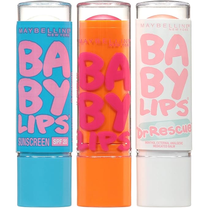 Maybelline New York Baby Lips Moisturizing Lip Balm,Lip Care Essentials,3 Shades,(Pack of 6)