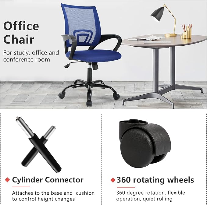 PayLessHere Office Computer Chair Ergonomic Cheap Desk Chair Adjustable Comfortable Mid Back Task Rolling Swivel with Lumbar Support for Home Office (Pack of 1, Blue)