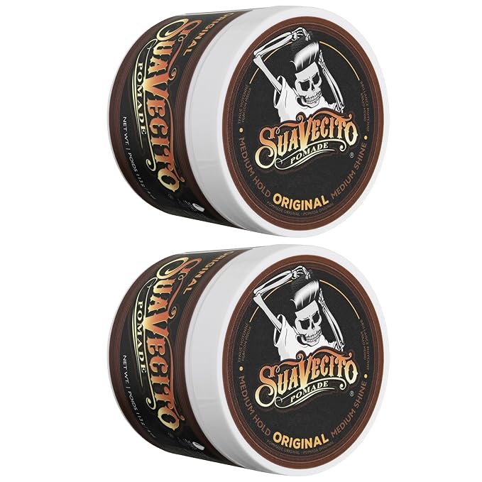 Suavecito Pomade Original All Day Hold for Hairstyles for Men, Medium Shine Water Based Wax Like Flake Free Gel, Easy To Wash Out, 8 Oz, Pack of 2