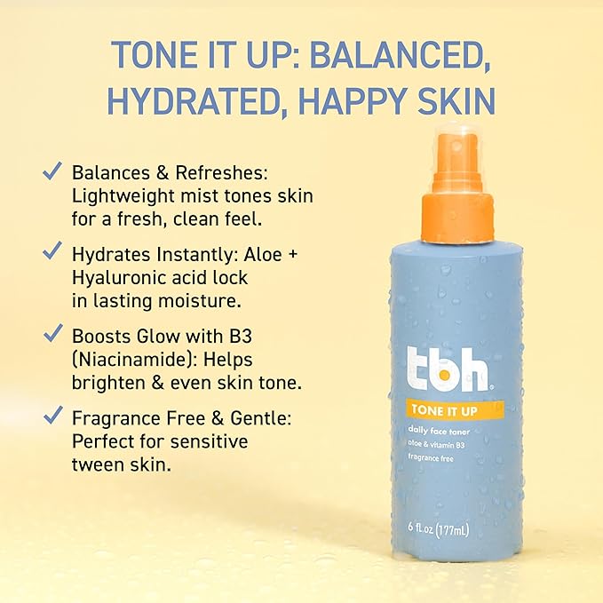 TBH Hydrating Toner for Kids – Gentle, Alcohol Free Toner for Sensitive Skin – Clean Kids Face Product with Aloe & Hyaluronic Acid – Safe for Girls & Boys - 6 oz