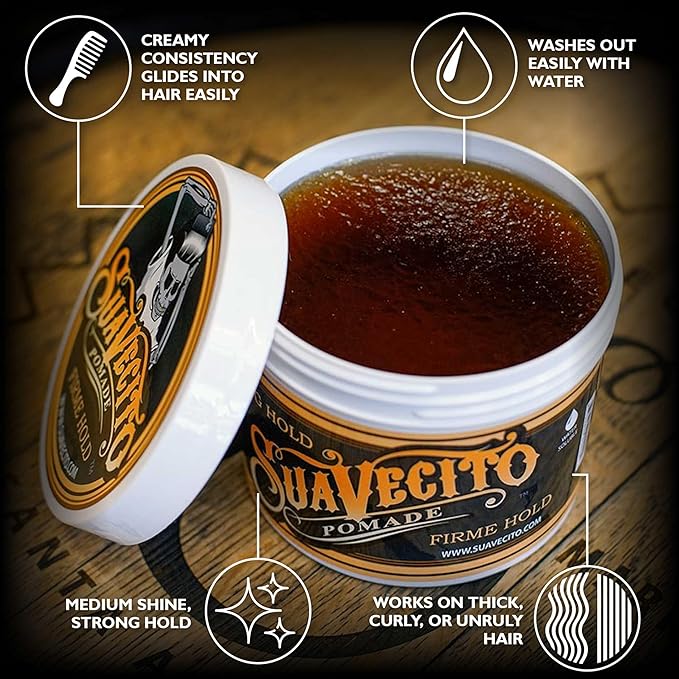 Suavecito Strong Hold Hair Pomade For Men, 32 oz - Medium Shine Water Based Wax Like Flake Free Hair Gel - Easy To Wash Out - All Day Hold For All Hair Styles