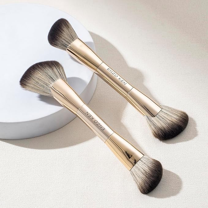 Double Ended Angled Sculpting Makeup Brush, Double Sided Makeup Brush for Highlighting, Highlighter Brushes, Face Sculpt Contour Brush Gold, Sculpting Brush for Cheeks, Nose - 124A