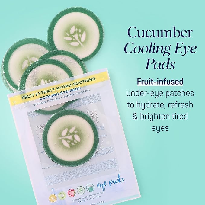 SpaLife Cooling Cucumber Eye Pads | Korean Dark Circles & Puffy Eyes Treatment | Nourishing Cucumber Eye Pads | Eye Mask for Puffy Eyes Daily Depuffing Eye Patches | 4 Packs of 12
