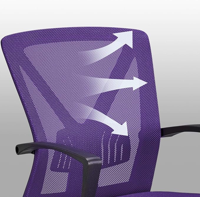 Yaheetech Mesh Office Desk Chairs Ergonomic Task Chairs with Adjustable Lumbar Support Mid Back Swivel Chair Purple