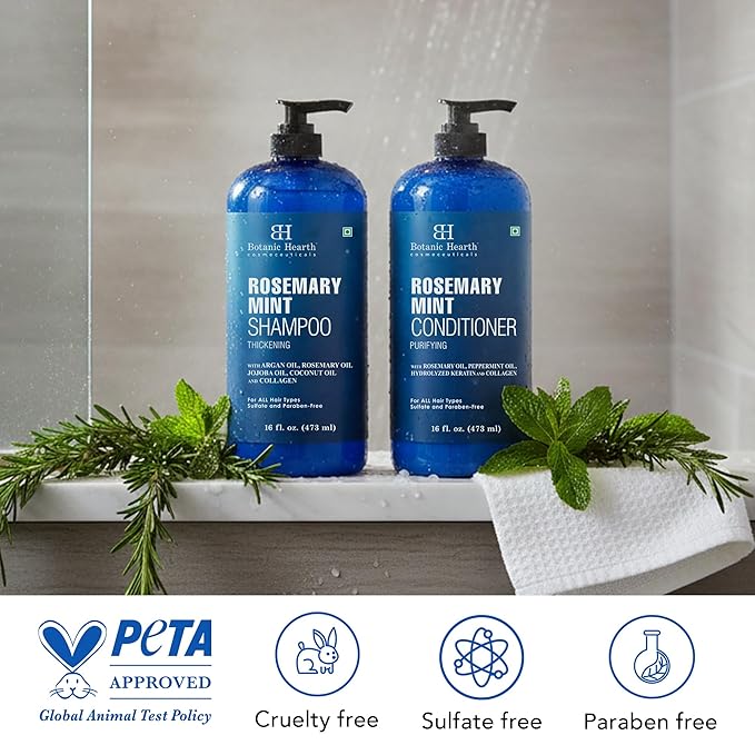 Botanic Hearth Rosemary Mint Shampoo and Conditioner Set, Thickening Formula, Promotes Hair Growth and Scalp Health Sulfate Free & Paraben Free, for Men & Women | 16 fl oz each