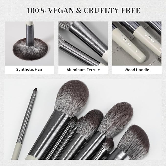 DUcare Makeup Brushes Set Professional 10pcs Synthetic, Foundation Blush Face Contour Powder Brush Eyeshadow Eyeliner Eyebrow Lip Liquid Cream Blending Essential