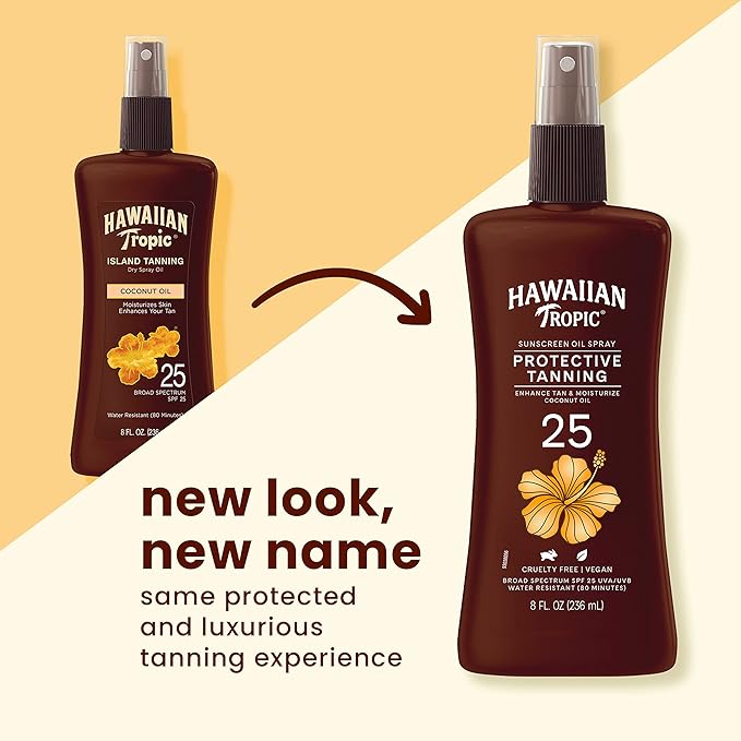 Banana Boat Sport Ultra SPF 50 Sunscreen Spray Twin Pack and Hawaiian Tropic SPF 25 Tanning Oil Spray Sunscreen