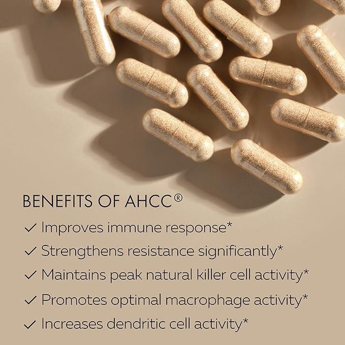 HPD Rx Premium AHCC & Shiitake Mushroom 1100 mg per Serving Supplement, Natural Immunity Booster, Maintains Natural Killer Cell Activity | AHCC is Proven in 30+ Studies | 30-Day Supply, 1-Pack
