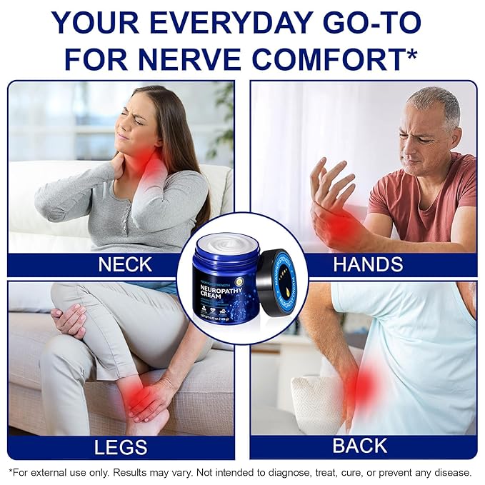 Neuropathy Cream Extra Strength Nerve Relief Cream for Feet, Legs, Neck, Back, Hands, Body – Lightweight, Plant-Based Formula with Cooling Comfort, 4 oz