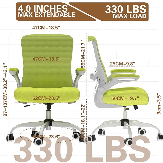 Ergonomic Office Chair - High Back Desk Chair with Adjustable Lumbar Support, Breathable Mesh Back, 330LBS Capacity, Easy Assembly, for Home Office Executive Computer Task