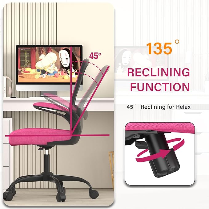 Mimoglad Home Office Desk Chair (Modern, Rose-Carmine)