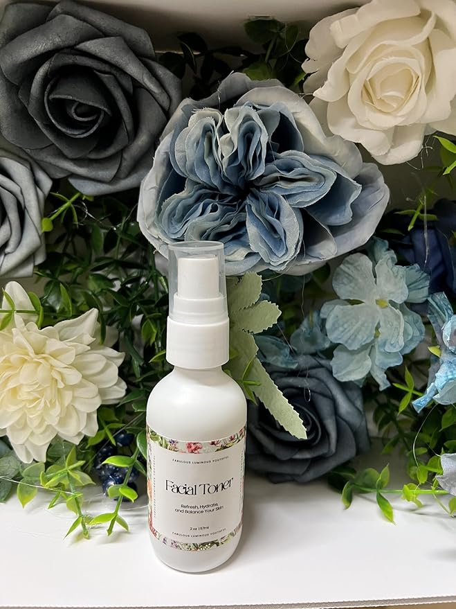 Facial Toner Hydrating Spray with Floral Extracts, 2 oz, White Bottle with Pump Dispenser