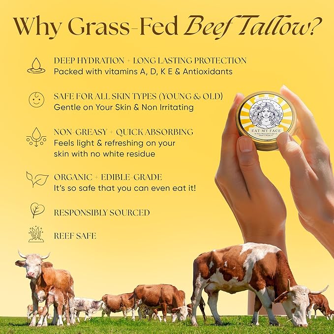 Eat My Face Beef Tallow Sunscreen Bundle – SAVE 20% | Tinted + Non-Tinted SPF 30 Set | Reef Safe, Non-Nano Zinc Oxide, Water Resistant 80 Min | Natural Mineral Sunblock for Sensitive Skin