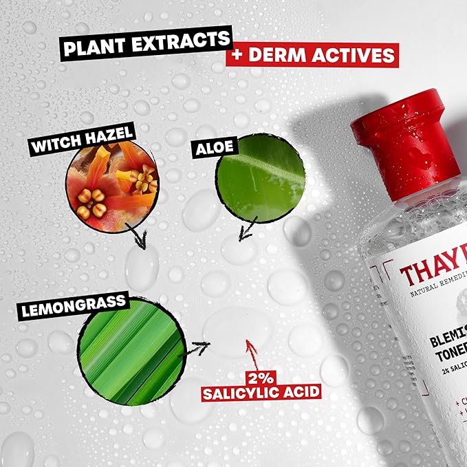 Control the Zit-uation: Thayers Blemish Clearing 2% Salicylic Acid Toner + Rapid 10% Sulfur Acne Treatment, Soothing and Non-Stripping Skin Care