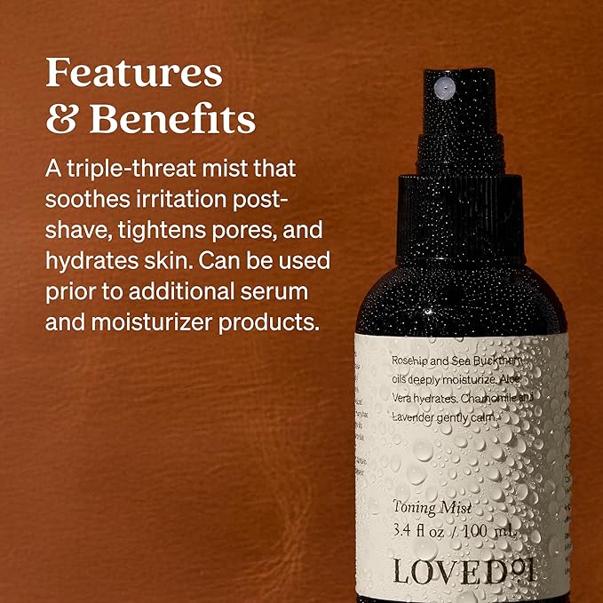Loved01 Face & Body Toning Mist, John Legend Skincare, Hydrating & Soothing Toner, Moisturizing Post-Shave Spray, Alcohol-Free, with Witch Hazel, Jojoba Oil, & Aloe Vera, 2-Pack (3.4 oz Each)