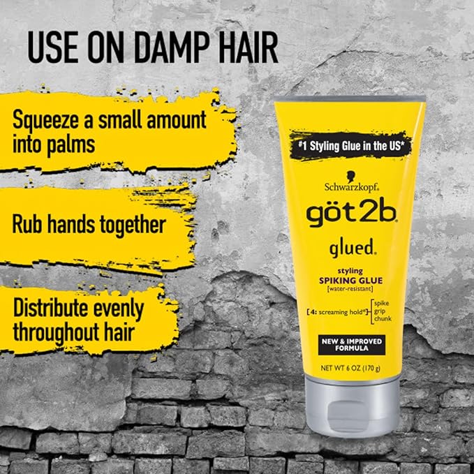 Got2B Glued Styling Spiking Hair Gel 2-6 oz tubes + 1 Travel 1.25 oz tube,(Pack of 12)