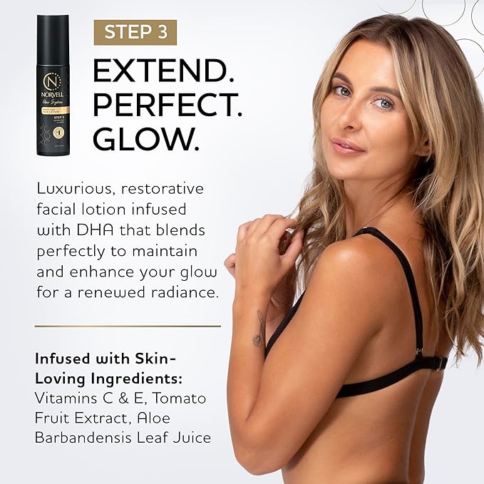 Norvell Glow System Post-Tan Face Lotion, 2 fl oz – Extend Your Glow Post-Spray Tanning or Build a Gradual Tan with After Tanning Lotion for Face