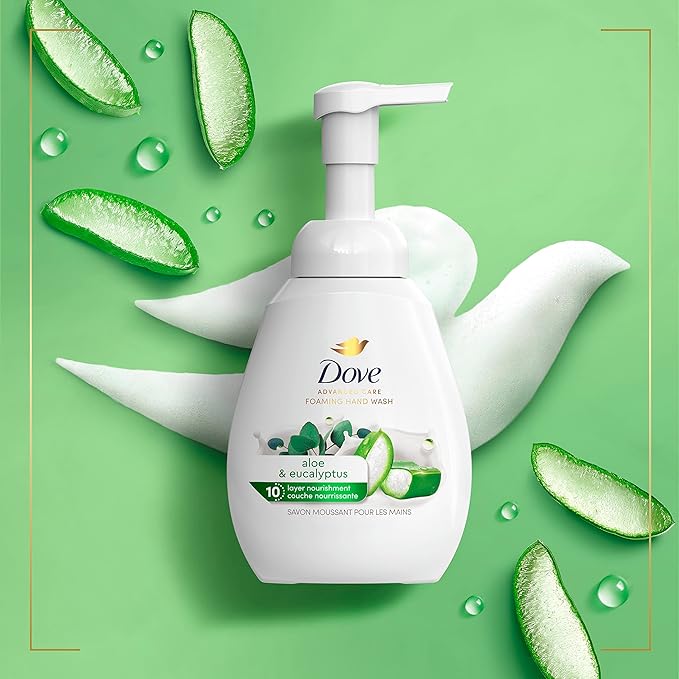 Dove Foaming Hand Wash Aloe & Eucalyptus Protects Skin from Dryness,More Moisturizers than the Leading Ordinary Hand Soap,10.1 oz,(Pack of 8)