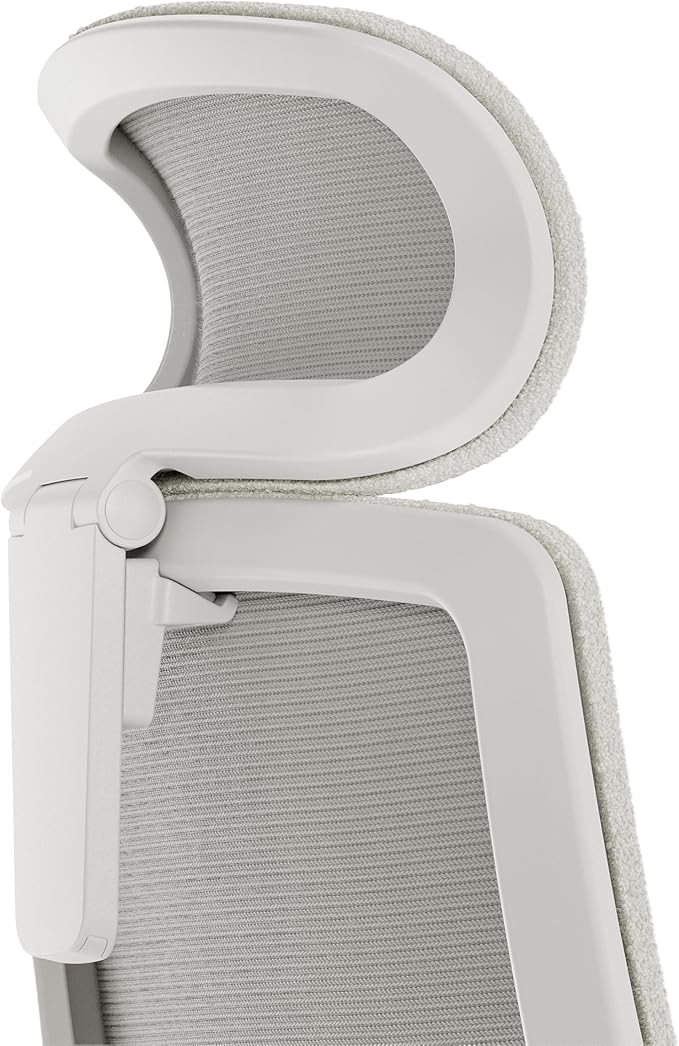 Branch Adjustable Ergonomic PRO Headrest Attachment - Only Compatible Ergonomic Chair PRO - Experience Optimal Comfort and Support - Ivory Boucle