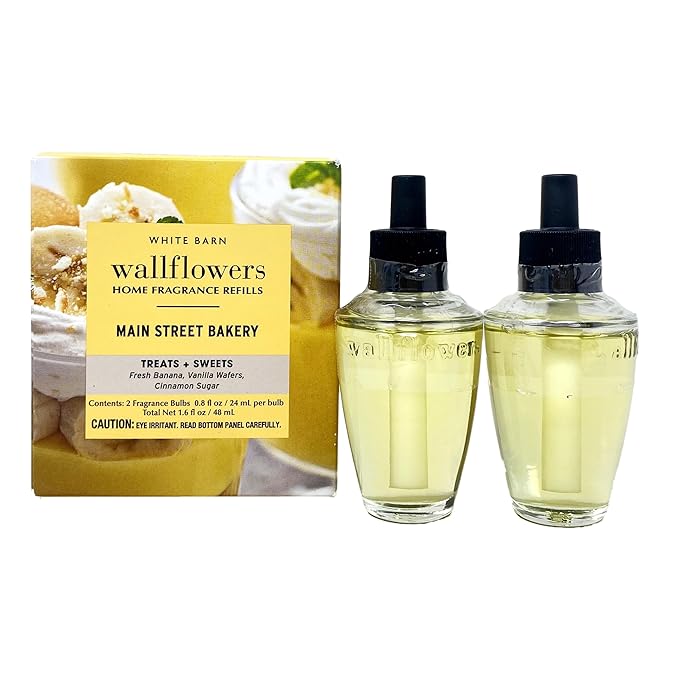 Bath & Body Works Main Street Bakery Wallflowers Fragrance Refill Pack of 2 with a Himalayan Salts Springs Sample Soap.
