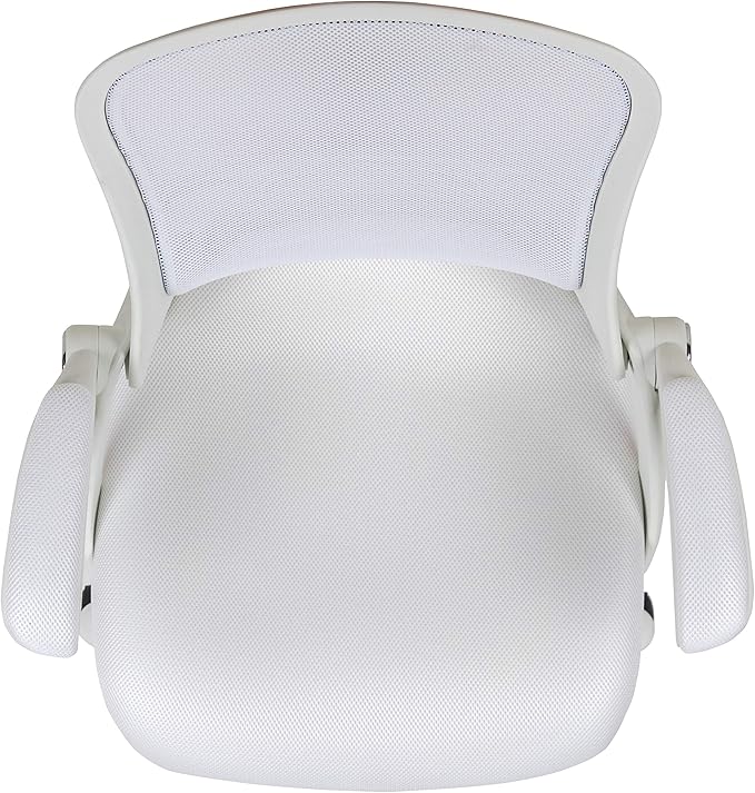 Flash Furniture Porter High-Back Swivel Office Chair with Adjustable Lumbar Support and Height, Ergonomic Mesh Desk Chair with Flip-Up Armrests, White