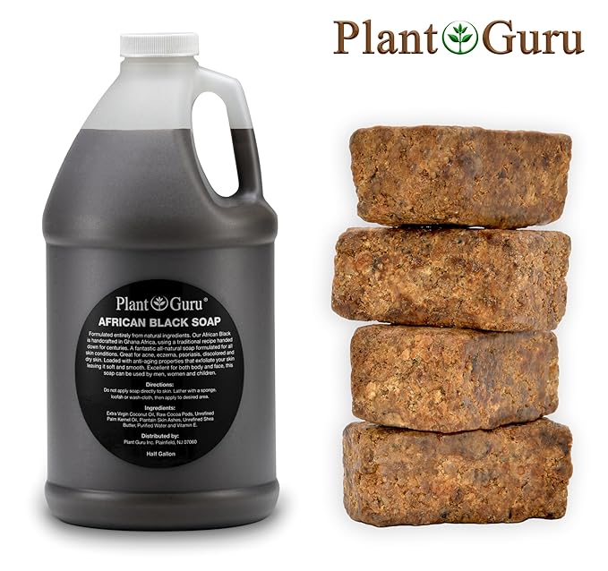 African Black Soap Liquid Half Gallon - 100% Raw Pure Natural From Ghana, Acne Treatment, Aids Against Eczema & Psoriasis, Dry Skin, Scar and Dark spot Removal, Pimples and Blackhead, Face & Body Wash