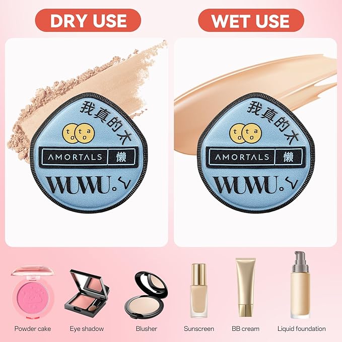2Pcs Makeup Sponge & Powder Puff Set with Storage Case, Foundation Sponges & Applicator for Liquid, Cream & Loose Powder, Soft Rubycell Blender for Flawless Finish (Black)