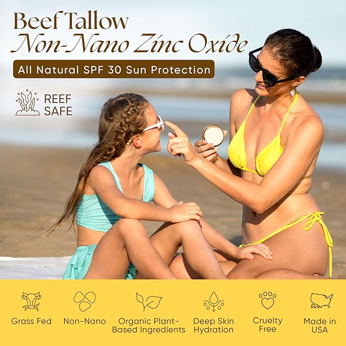 Eat My Face Beef Tallow Sunscreen Bundle – SAVE 20% | Tinted + Non-Tinted SPF 30 Set | Reef Safe, Non-Nano Zinc Oxide, Water Resistant 80 Min | Natural Mineral Sunblock for Sensitive Skin