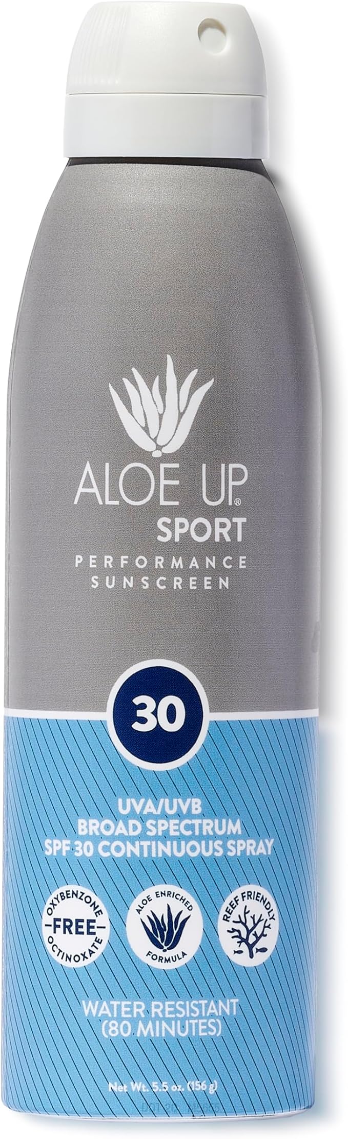 Aloe Up Sport Spray Sunscreen SPF 30 – Broad Spectrum Sunblock with Hydrating Aloe Vera Gel – Fast Absorbing, No White Cast, Reef Friendly, Water Resistant up to 80 Minutes, Fragrance Free – 6 Oz