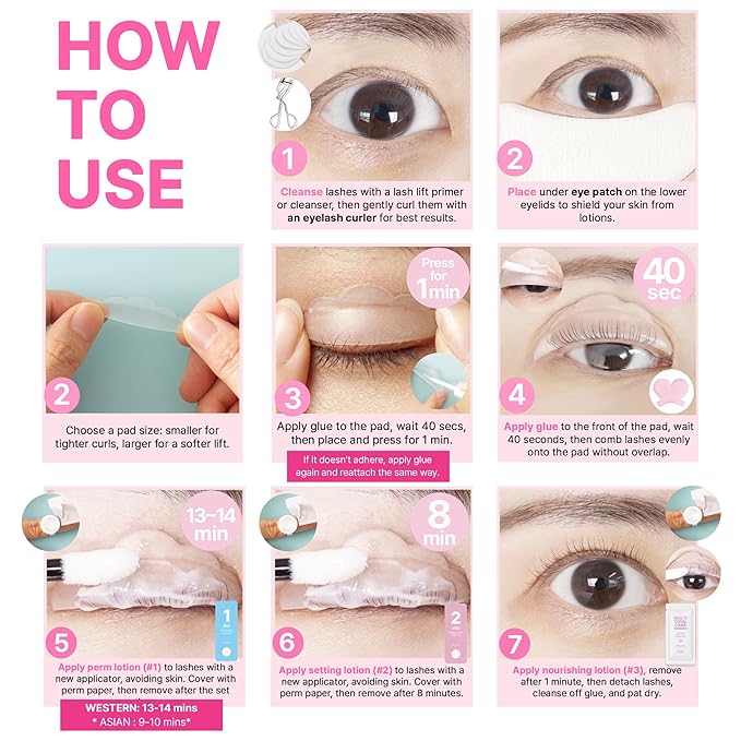 Korean At Home Lash Lift and Color Kit – Temporary Eyelash & Eyebrow Color, Black, Naturally Fades Within 1-2 Weeks, Gentle Vitamin C Formula