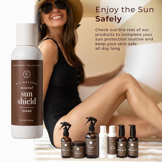 Rowe Casa Organics Sun Shield Natural Sunscreen, Broad Spectrum, Non-Nano Zinc Oxide and Titanium Dioxide, with Vitamin C, Tinted