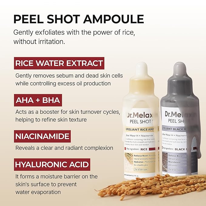 Dr.Melaxin peel shot care set black rice peeling white rice peel shot toner korean skin care cosmetics