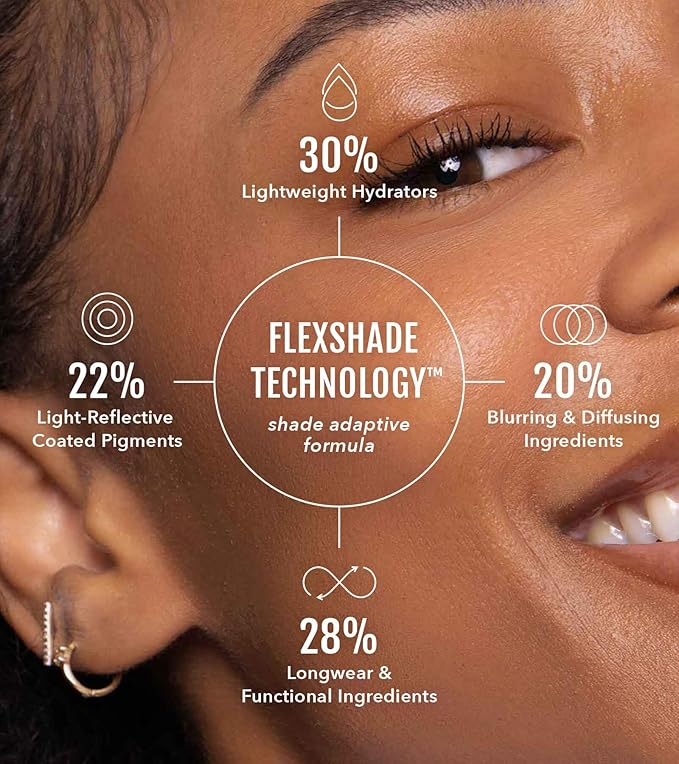 No Makeup Makeup Foundation + Brush Duo, Cream-Balm Formula Conceals, Corrects and Camouflages with Skin-Tone Adaptive Flexshade Technology, Buildable, Long-Lasting, Cruelty-Free, Vegan, Almond