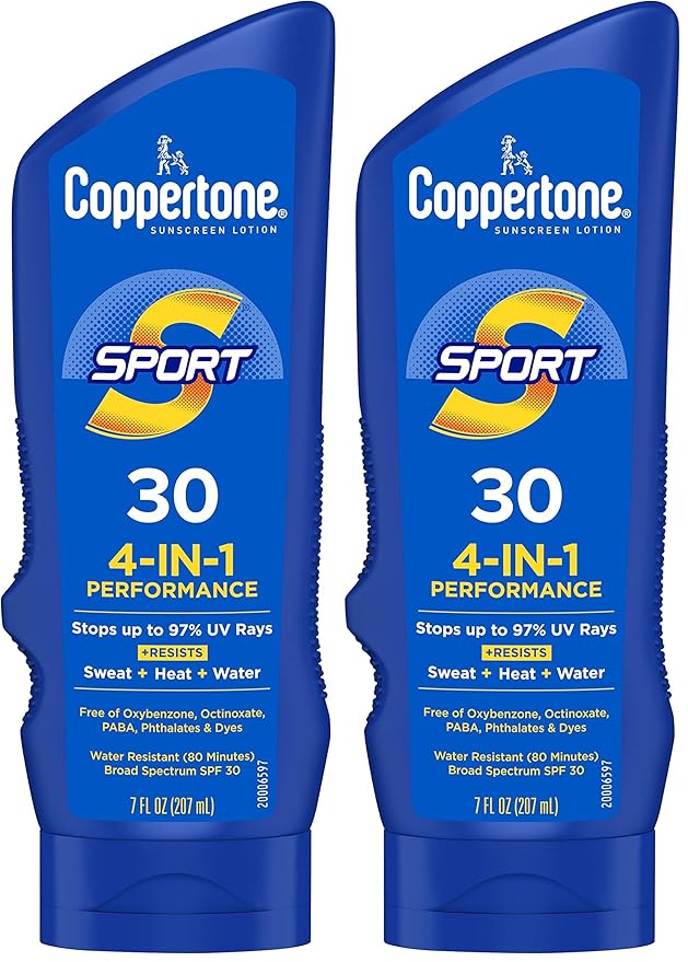 Coppertone SPORT Sunscreen SPF 30 Lotion,Water Resistant Sunscreen,Body-Sunscreen Lotion,7 Fl Oz,(Pack of 2)