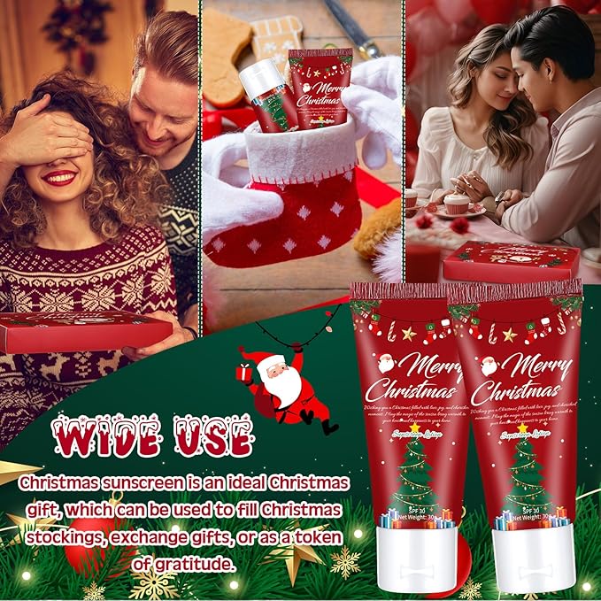 6 Pcs Christmas Gifts Travel Size Sunscreen Spf 30 Mini 1oz Travel Water Resistant Sunscreen Lotion for Christmas Party Favors