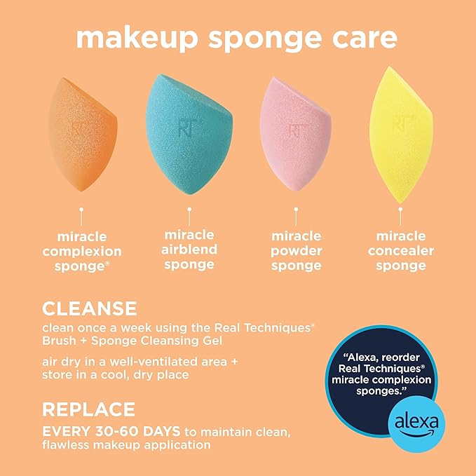 Real Techniques Wrapped In Glow Brush + Sponge 9 Piece Holiday Gift Set, Complete Makeup Brush Set, Foundation Sponge, Seamless Blending & Travel Case, Stocking Stuffer, Limited Edition, Latex-Free
