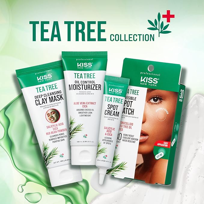 KISS NEW YORK Face Moisturizer Tea Tree Oil Control Anti-Shine Facial Moisturizer, Korean Skin Care For Normal to Oily Skin, Lightweight Formula 3.38 Fl Oz (1 PACK)