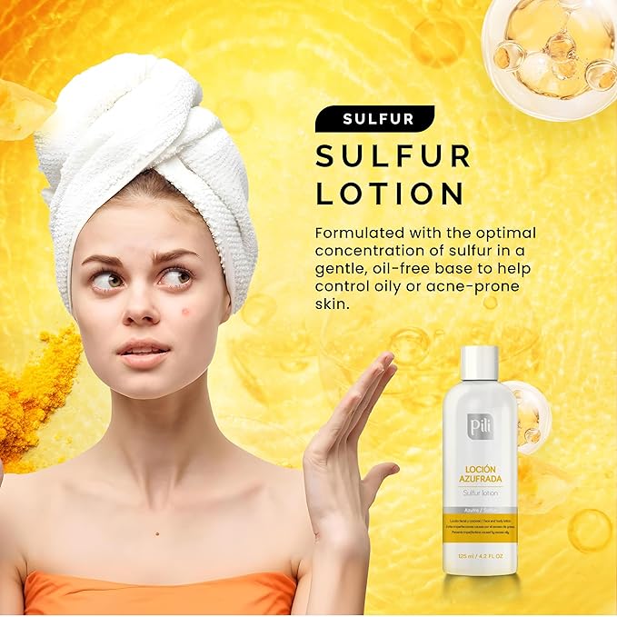 Pili Sulfur Lotion – Helps Control Oily Skin & Reduce Shine – Lightweight Face & Body Skincare – Fast-Absorbing & Non-Greasy Formula – 4.2 fl. oz.