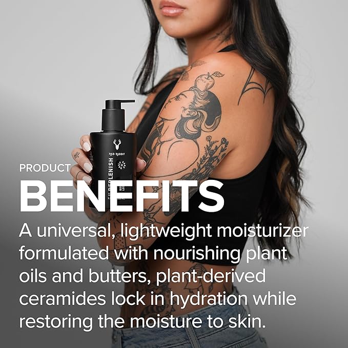 Mad Rabbit Replenish Tattoo Body Lotion - Fragrance-Free Lotion, Non-Greasy & Silicone-Free, Clean Ingredients, Lightweight for Daily Use (9.5 Ounce)