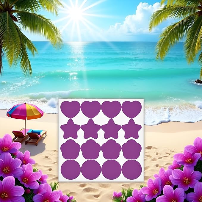 3 pieces Purple UV Stickers for Sunscreen, 48 Count UV Detection Reminder Waterproof UV Stickers, Know When to Re-Apply Sunscreen, UV Detecting Patches for Beach, Swimming Sunscreens