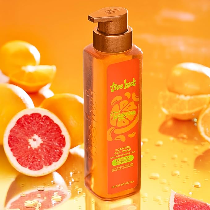 Tree Hut Tangerine Foaming Gel Body Wash, Hydrating & Moisturizing Shower Gel for Smooth, Radiant Skin, Bright Citrus Scent, 18 fl oz