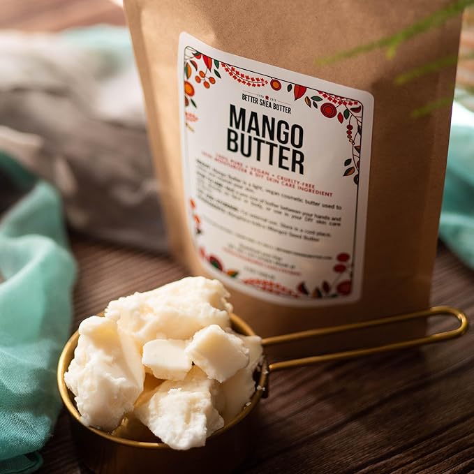 Raw Mango Butter - 100% Natural Skin and Hair Moisturizer - Use with Shea in DIY Whipped Body Butter, Mango Body Lotion, Lip Gloss and Soap Making, 8 oz Block