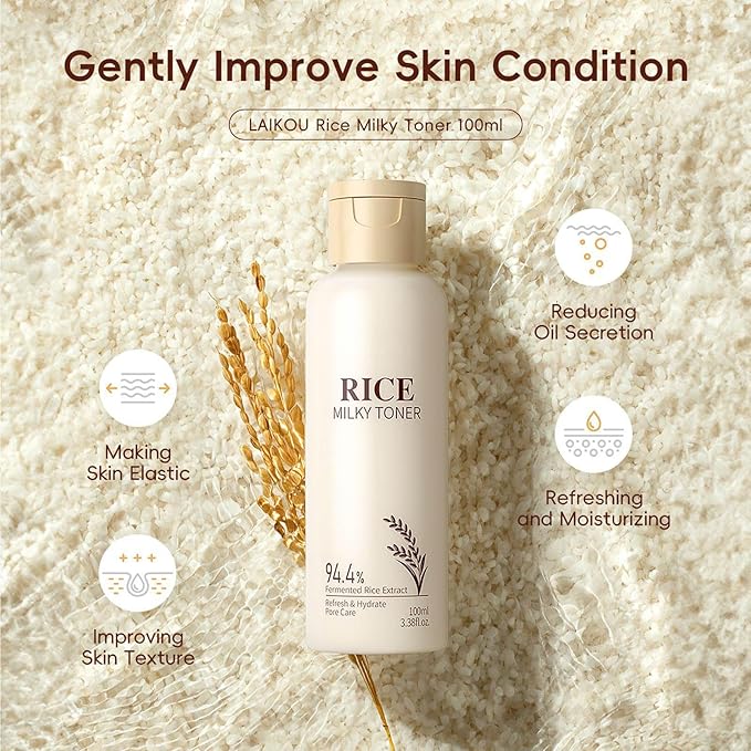 Rice Skincare Set with Rice Glow Serum and Rice Milk Toner — Brightening Hydrating,Pore Care,Supply Nutrients to Skin with Rice Water,Healthy Glow | Travel Skincare Kit / 3.38+0.57 Fl.Oz
