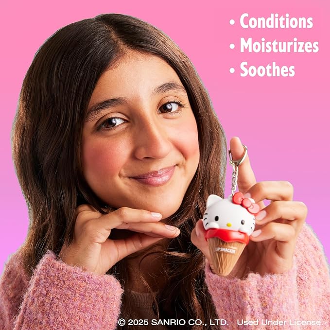 Lip Smacker Hello Kitty Lip Balm, Ice Cream Flavored Moisturizing, Smoothing Soft Shine, Hydrating & Protecting Fun Tasty Flavors, Cruelty-Free - Ice Cream(Packaging may vary)