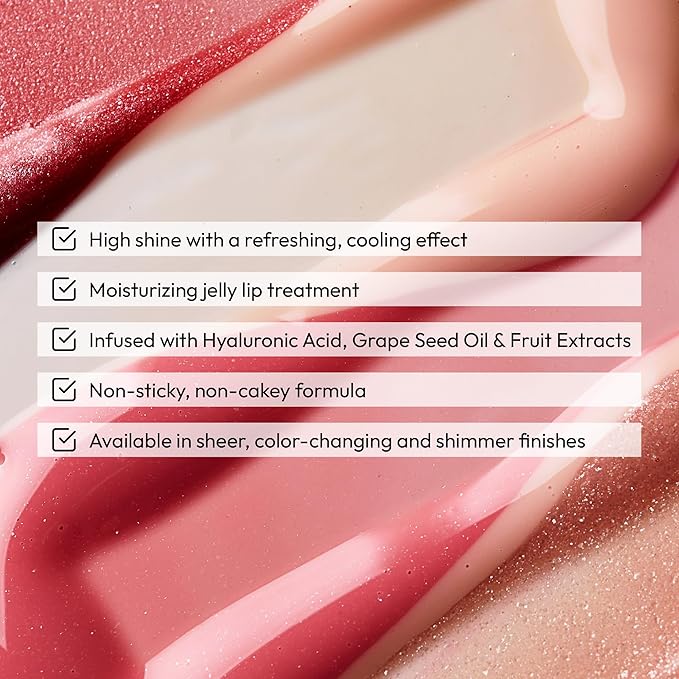 KISS NEW YORK Frozen Jelly Lip Balm Pen, High Shine Lip Gloss for Sheer Tint, Hydrating Melting Lipstick With Hyaluronic Acid, Cooling Effect With Menthol, Non-Sticky & Long Lasting (Cranberry)