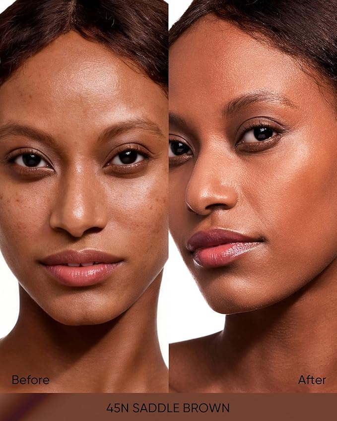 Full Coverage Cushion Foundation #45N Saddle Brown| Satin Glow Finish, Oil-Control & Waterproof, Buildable Tattoo Cover Cushion for All Skin Types