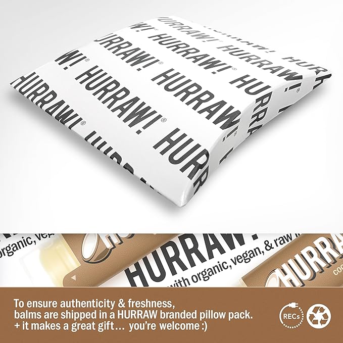 Hurraw! Coconut Lip Balm: Organic, Certified Vegan, Cruelty and Gluten Free. Non-GMO, 100% Natural Ingredients. Bee, Shea, Soy and Palm Free. Made in USA