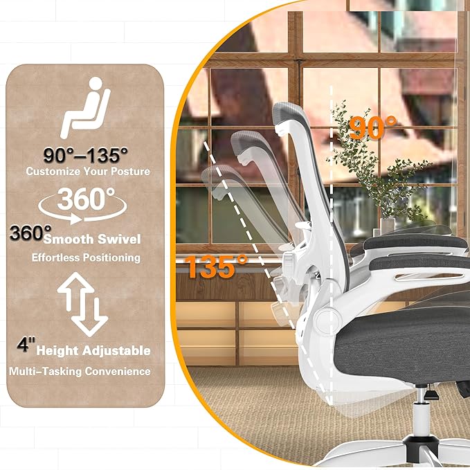 Ergonomic Office Chair - High Back Desk Chair with Adjustable Lumbar Support, Breathable Mesh Back, 330LBS Capacity, Easy Assembly, for Home Office Executive Computer Task